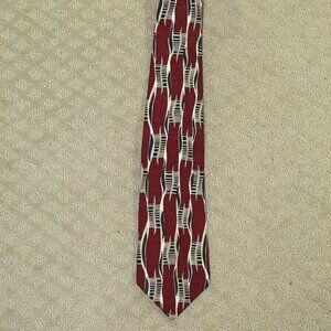 Vintage Louis Feraud Maroon/Black/Ivory 100% Silk Necktie Tie Men's 4"x57"
